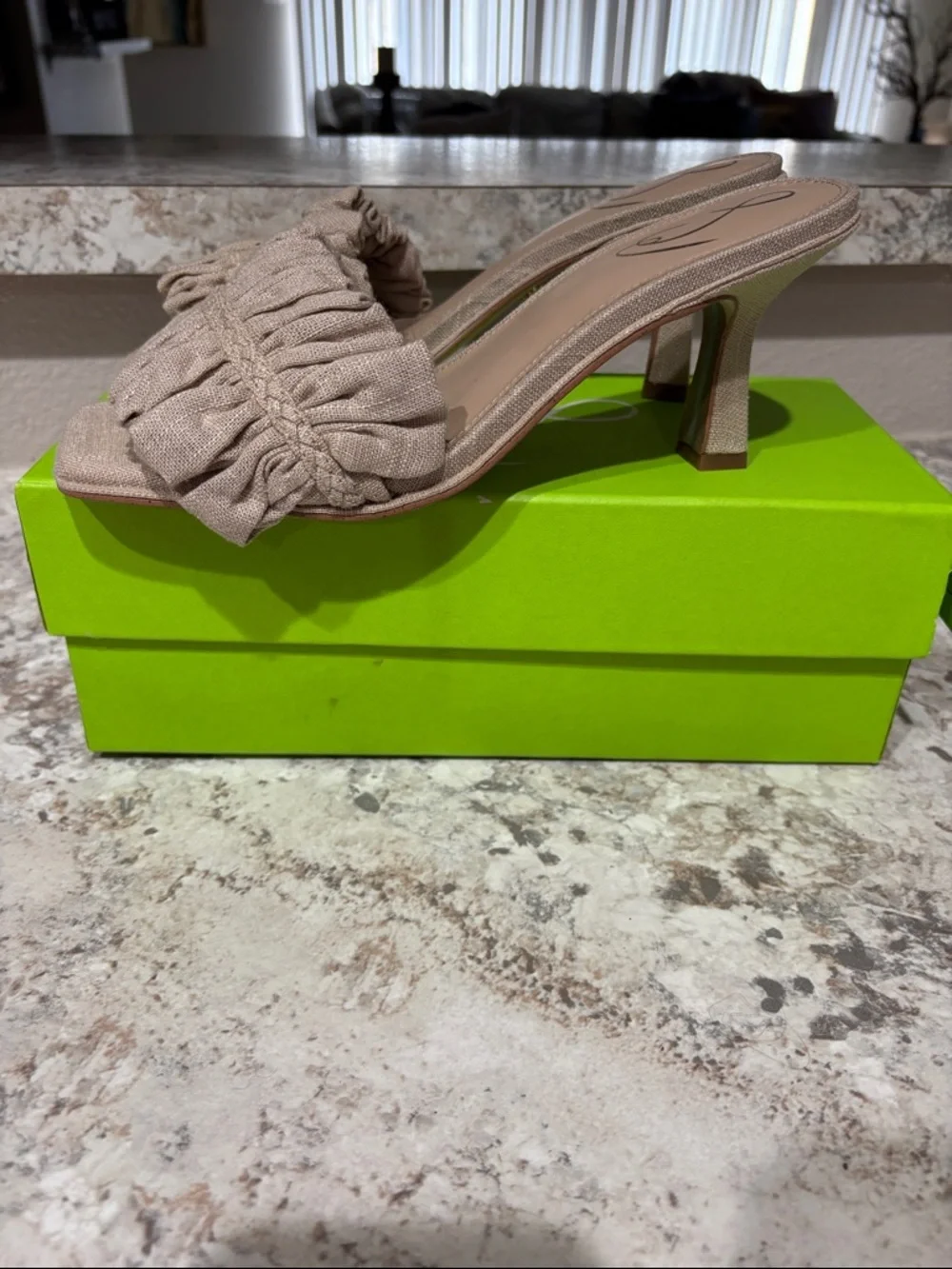 Sam Edelman Taupe Ruffle Slide Mules - Picture 5 of 8